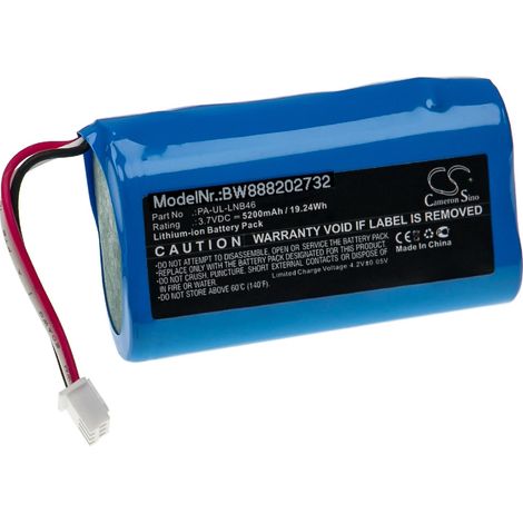 Vhbw – Batterie rechargeable 5200mAh 3,7V Li-ion – Connecteur JST – Compatible Fey Elektronik PA-UL-LNB46 – Autonomie prolongée