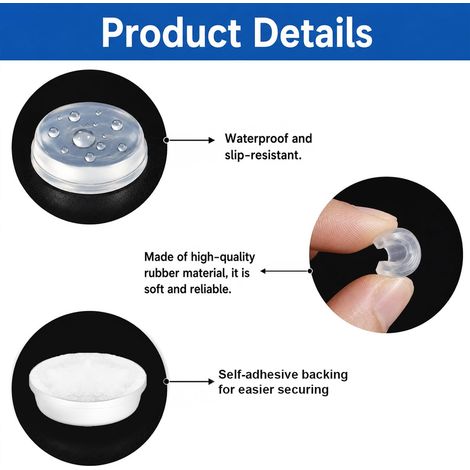Set mit 128 runden, transparenten, rutschfesten Tischgleitern aus Glas (12 mm x 3,5 mm) – Gummifüße – Türpuffer für Schneidebretter (1/5)