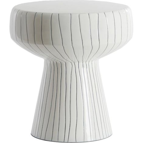 Light & Living Beistelltisch Dakwa glänzend weiß+schwarz - Ø38x42