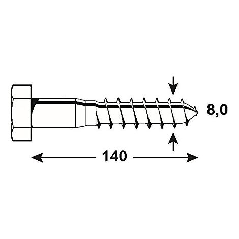 Connex KL3148140 Vis a bois 6 pans galvanises 1000 g 8 x 140 mm