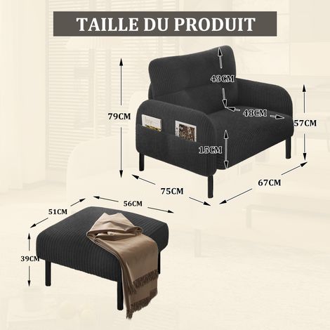 Matériau de qualité, assise confortable. Bords des sièges avec des compartiments sur les côtés. Structure solide. Conçu pour différents types d’utilisations : salons, chambres à coucher et bureaux.