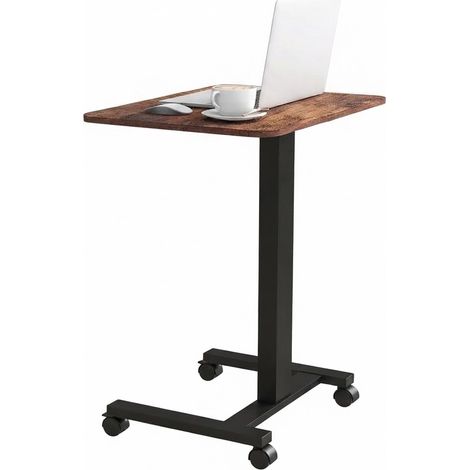 ELVMI Scrivania Regolabile in Altezza con 4 Ruote, 2 Freni e Maniglia, per Ufficio, Marrone, 65 x 48 x 108 cm (1/5)