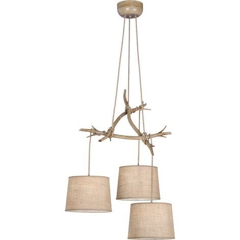 Suspension, Suspensions Sabina 3 lampes Marron en Fabric, MANTRA (1/5)