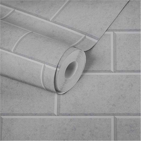 Papier peint gris imitation brique Tapisserie tendance pour cuisine effet pierre Papiers peints brique moderne pour salon (1/5)