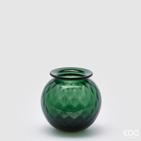EDG Enzo De Gasperi Vaso Opium Vetro H 14 Cm D 15 Cm Dark Green