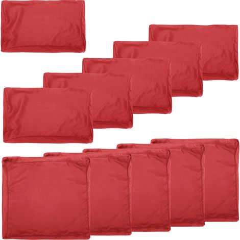 Set di fodere per cuscini da giardino - 5 fodere per sedute e 6 fodere per poggiatesta, in poliestere impermeabile e resistente ai raggi UV (64x64x7,5 cm, 61x38x20 cm, 56x38x20 cm - Rosso) (1/4)