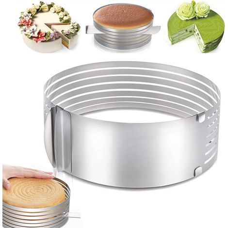 Anneau à Gâteau Réglable - Coupe-Gâteau en Acier Inoxydable 430 - Pour Gâteaux Étages jusqu'à 7 Couches - Diamètre Réglable 15 à 20 cm - 1 Pièce (1/5)