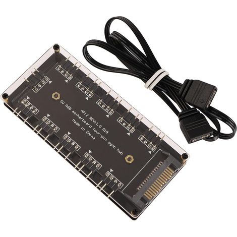 Répartiteur LED Hub 5V 3Pin RGB 10 Ports avec Boîtier PMMA et Câble d'extension Adaptateur SATA 3pin ARGB 50mm pour Plupart des RGB (1/5)