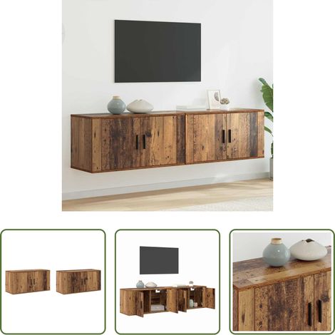 Wohnzimmermöbel - Wand-TV-Schrank Set 2 pcs Altholz 80 x 34,5 x 40 cm (1/5)