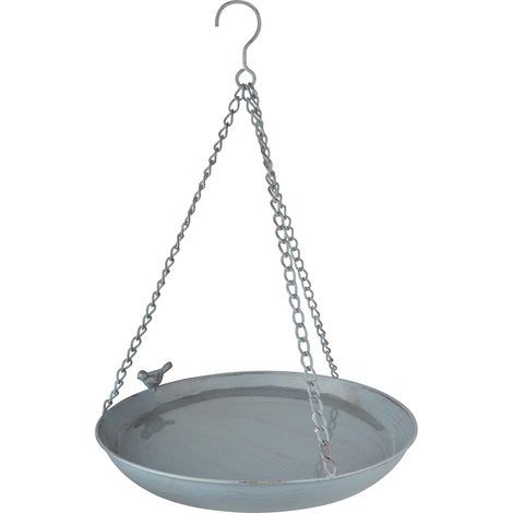 Hanging Metal Bird Bath, Grey