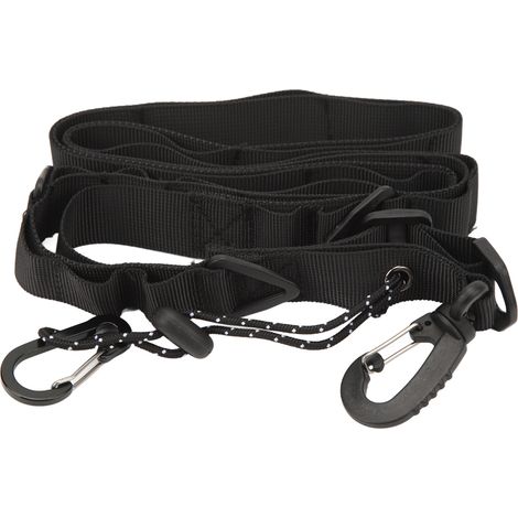 Sangle de rangement multifonction antidérapante en nylon pour camping, noir, avec anneau triangulaire, bandoulière réglable pour accessoires de camping. (1/5)