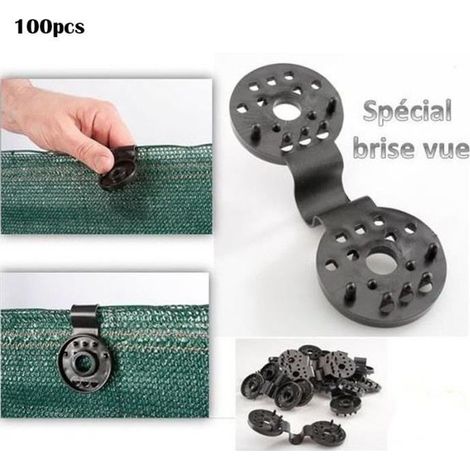 KLVGTIFS PU - Clip de fixation pour brise vue,pour toile de clôture, filet d'ombrage, tissu coupe-vent, polyvalent, résistant à l'hiver,100 (1/4)
