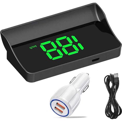 HUD Head Up Écran de voiture avec Chargeur Allume, compteur de vitesse GPS universel, compteur de vitesse numérique, pour voiture et moto, Plug & Play, projection de pare-brise (1/5)