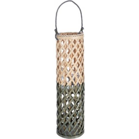 Set 6 Lanterne Legno Verde Boho da Esterno H80 cm - CELSIRA (1/4)