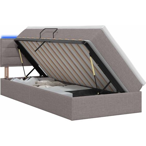 Letto con contenitore LED e materasso Tortora 90 x 200 cm vidaXL (1/5)