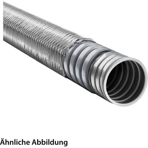 FLEXA SPR-PVC-EDU-AS Metallschutzschlauch mit PVC Mantel und Stahlgeflecht AD 21,0mm, ID 16,0mm eingehaktes Profil, Mindestbiegeradius bewegt 140,0mm - 1 Meter