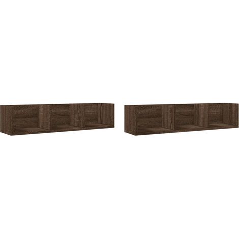 Lote de 2 armarios de pared compactos diseño versátil para almacenamiento práctico 75 x 18 x 16,5 cm de madera de roble marrón 020049409 (1/5)