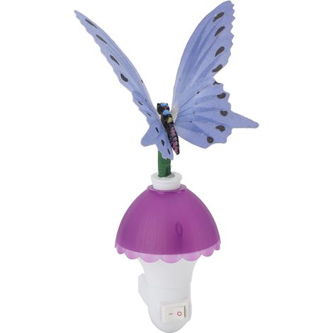 Veilleuse à brancher avec papillons LED colorés et capteur crépusculaire pour chambre à coucher
