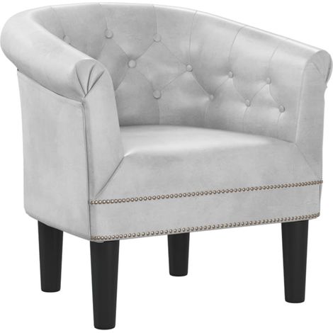 Maison Exclusive - Fauteuil argenté similicuir (1/5)