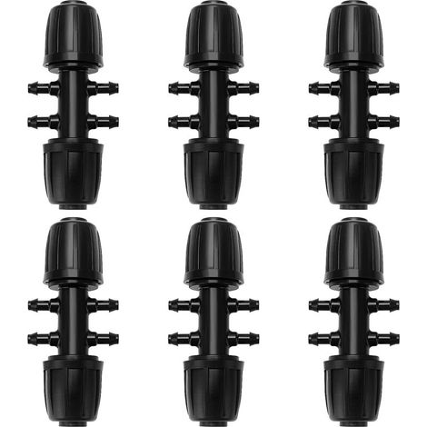 Connettore per tubo flessibile a T con spina da 13/16 mm a 4/7 mm, 6 pezzi, raccordo per tubo flessibile di irrigazione a 6 vie, connettore per irrigazione a goccia a 6 vie per giardino e prato.