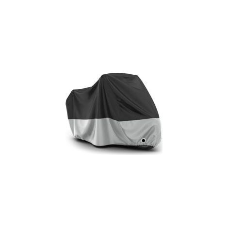 Housse de moto imperméable Coavas – Tissu Oxford 190T, résistant aux intempéries – Dimensions : 245 x 105 x 125 cm – Noir et argent (1/2)