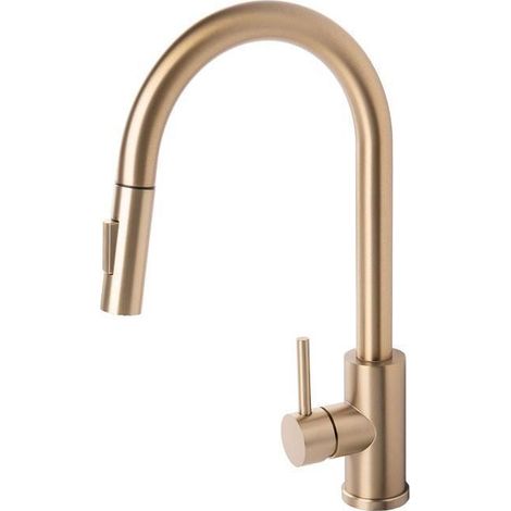 Grifo de cocina extensible acero inoxidable dorado 400 mm (1/5)