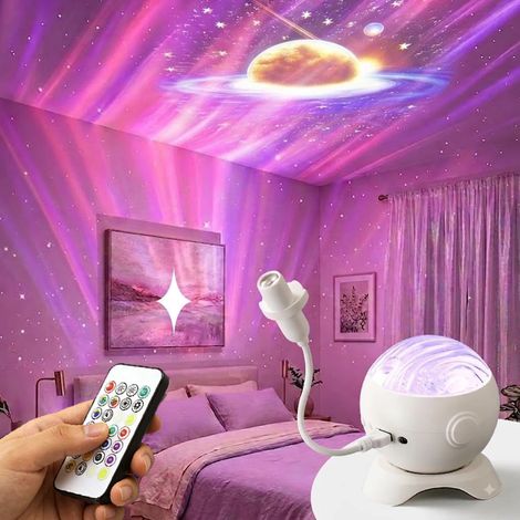 Sternenprojektor-Nachtlicht – Nordlichtprojektor – 10 Farben – 2 Betriebsmodi – mit Fernbedienung und Bluetooth – Schlafzimmer (1/4)