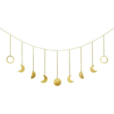 Guirlande Lune Phases - Décoration Murale en Métal Doré - Idéal pour Chambre Salon Bureau Appartement - 200 cm × 26,5 cm - 1 Pièce (1/5)