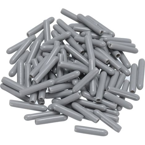 100pcs Caoutchouc Fin Bouchons 2mm ID Vinyle PVC Rond Tube Boulon Capuchon Couvercle Vis Filetage Protecteurs Gris