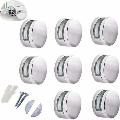 8 Pièces Clips Verre en Alliage Zinc Clips de Miroir Support pour 3-5mm Pince de Verre (Accessoires Compris) (1/4)