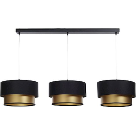 Suspension élégante noire et or intérieur doré effet lumineux - Noir satin intérieur doré mat (1/5)