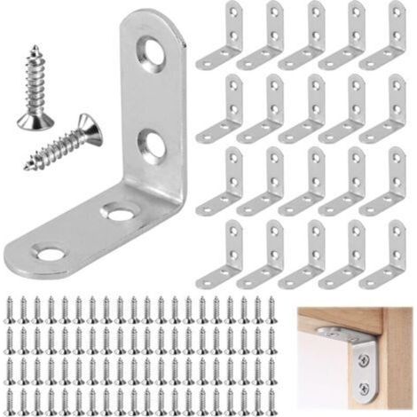 20 Pièces Equerre de Fixation 50x50mm Equerre Assemblage Inox, Équerre Angle 90 Degrés, Support en Forme de L, Angle Droit Support (1/5)
