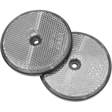 2 réflecteurs ronds avant pour allée, remorque ou vélo, à visser-7x7CM-Silver (1/3)