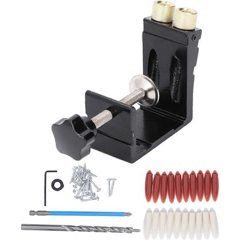 Schwarzer Schräglochbohrpositionierer aus Aluminiumlegierung, Mini-Taschenlochbohrlehren-Set für Heimwerkerprojekte