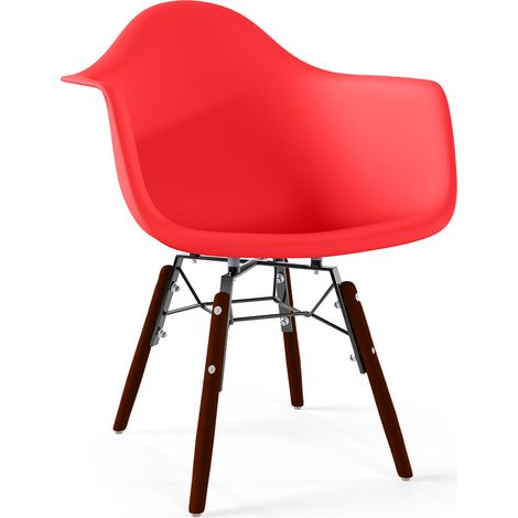 Sedia per bambini - Design scandinavo - Gambe in legno scuro - Nordika Rosso