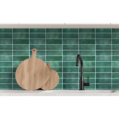 Paquet de 4 Crédences Adhésives Souples Vert Émeraude Effet Carrelage 30,5 x 30,5 cm - Livraison gratuite (1/5)