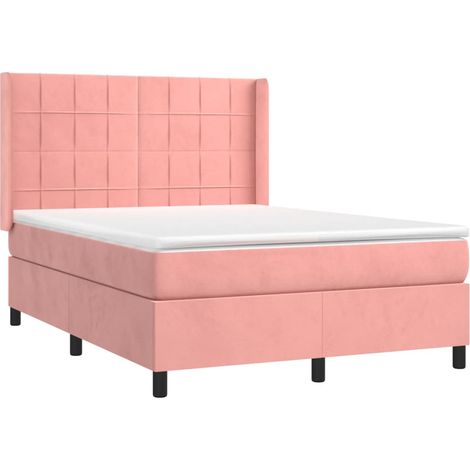 vidaXL Giroletto a Molle con Materasso Rosa 140x200 cm in Velluto (1/4)