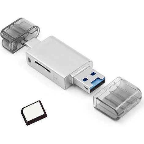 Adaptateur lecteur de cartes USB-C et USB 2.0 pour cartes mémoire nano et cartes SD TF - Accès instantané Plug & Play (1/5)