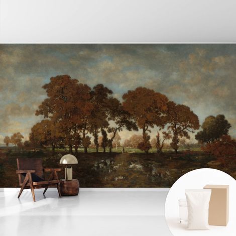 Tapete Vliestapete mit Kleber - abwaschbar - Arbeitszimmer - Esszimmer- Top Qualität Idyllische Landschaft 416x254 cm (1/5)