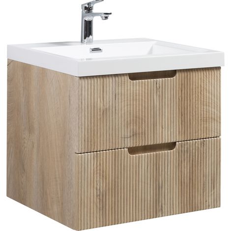 Badezimmer Badmöbel-Set Thermis 60 cm – Eiche Hell – Badezimmerm (1/5)