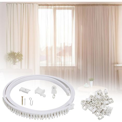 SWANEW Kit di binari per tende pieghevoli. binari per tende flessibili 3M con 30 ganci per la casa. la finestra. il bagno e l'ufficio. (1/5)