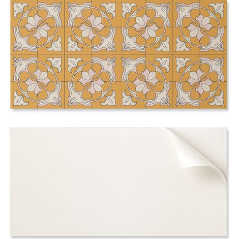 Azulejos de vinilo autoadhesivos - Decoraci贸n con estampado de mosaico floral 10x40x20 cm