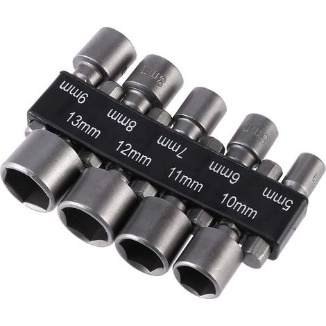 9-Piece 5-13mm Imperial Shank Drill Bit Set with 1/4" Hex Shank Impact Nut (1/5)