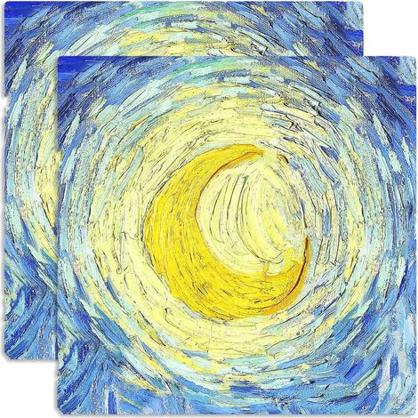 Lupia - Sottotutto decorato in Legno QUADRATO Sotto bicchiere, piatto, pentola NOTTE STELLATA 20x20 cm Set 2 pz (1/3)