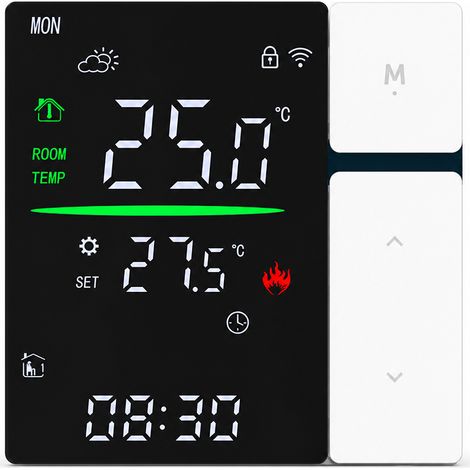 Thermostat Wi-Fi pour chauffage au sol, 3 A, bordure blanche, compatible chauffage hydraulique et chaudières, application Smart Life/Tuya (1/5)