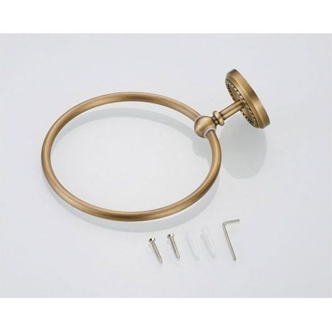 Porte-serviettes mural - - Anneau de serviette - Laiton antique - Percé pour installation - Style vintage (1/4)