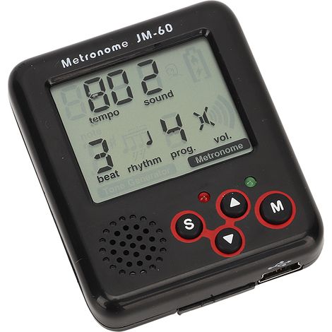 Mini métronome numérique LCD noir, à pince, rechargeable par USB, adapté au piano, au violon et à la guitare. (1/5)