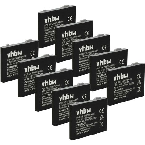 vhbw 10x Akku kompatibel mit Siemens S65V, SP65 Emoty, S66, SK65, SP65, S75, S65 schnurlos Festnetz Telefon (750 mAh, 3,7 V, Li-Ion) (1/5)