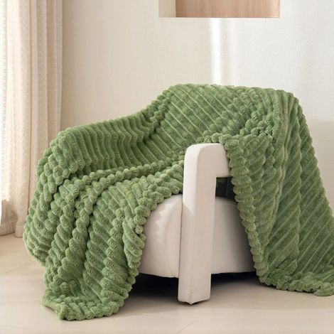 1 Couverture, fausse fourrure, polyester, rayures, 150x200cm, canapé lit (1/4)
