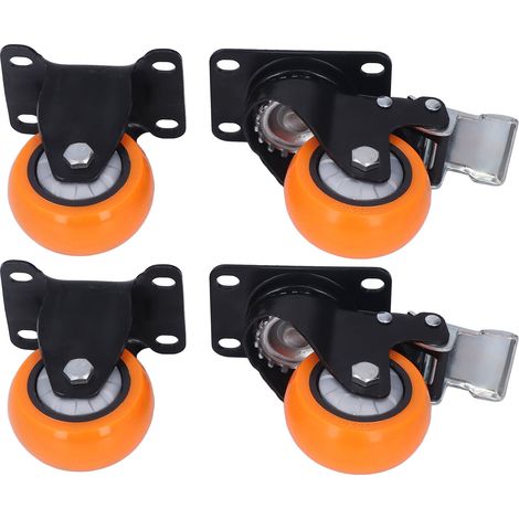 Lot de 4 Roulettes pivotantes pour plaques, double roulement à billes, 90 kg, 7,5 cm, ensemble pour chariot et équipement (1/5)
